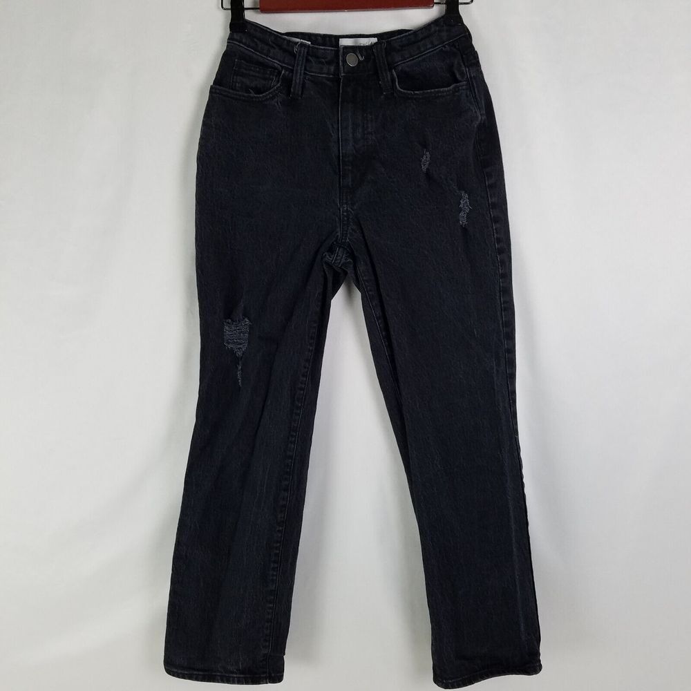 Universal Thread Jeans Womens 00 Black High Rise Curvy Vintage Straight Denim